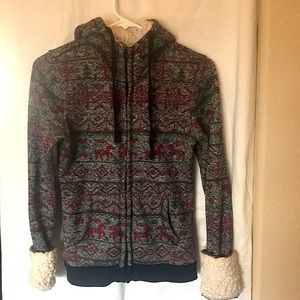 No boundaries Juniors Size 7/9 patterned hooded sweater